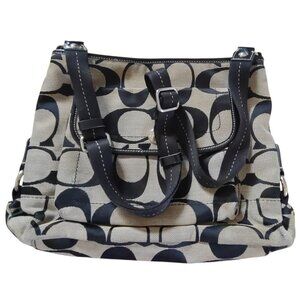 Coach Signature Daisy File Bag Shoulder Crossbody Jacquard Black Tan F16558